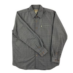 Original Island Sport Shirt Men's Large Gray Plaid Long Sleeve Casual Button Up